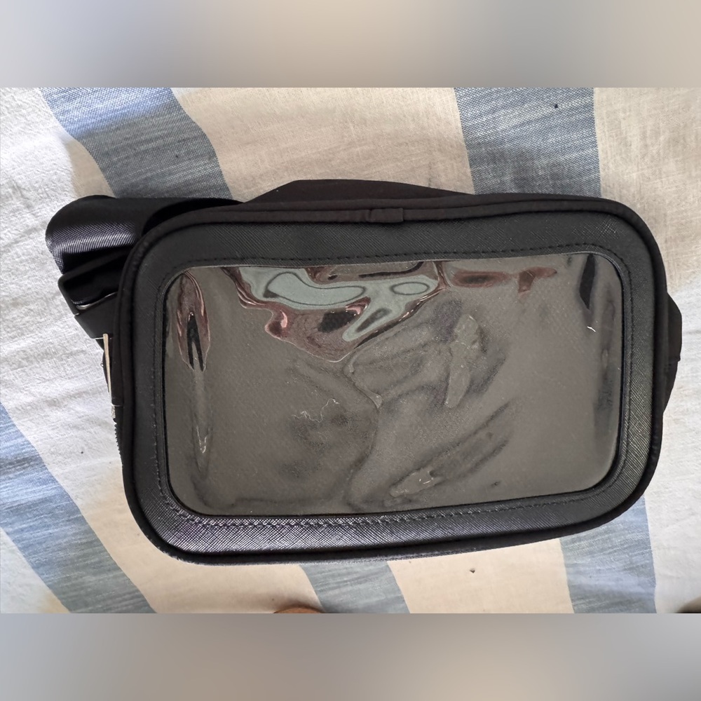 Black unisex Fanny Pack with clear pouch